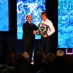 AMA Athlete of the Year from AMA National Championship Series Ryan Sipes (right) is pictured receiving his award from AMA Director of Racing Kevin Crowther.