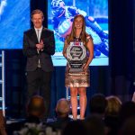 Lifetime-Achevement: Kacy Martinez received an AMA Lifetime Achievement Award for winning championships in six off-road racing disciplines over her career. She announced her retirement from racing at the event. Also pictured is AMA Off-Road Manager Erek Kudla.